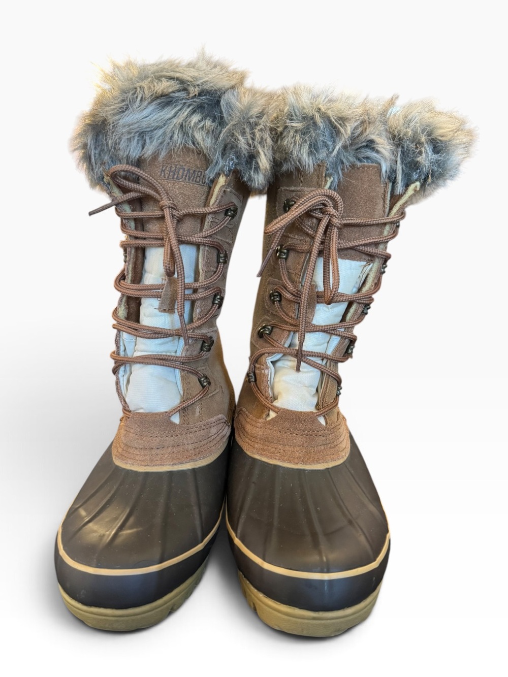 Khombu Faux-Fur Trim Quilted Lace-Up Winter Warm Boots size 7 - Picture 9 of 10